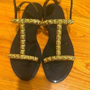 Gold and Black Women's Sandals